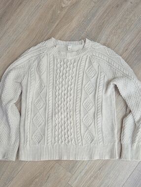 Crewcuts Cream Cable-Knit Crewneck Sweater